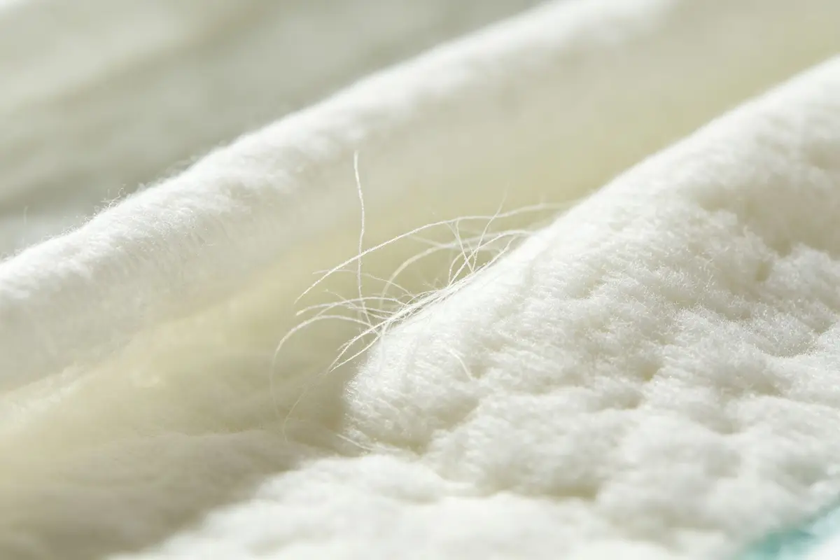 Bamboo plant fibers and soft diaper material macro close up