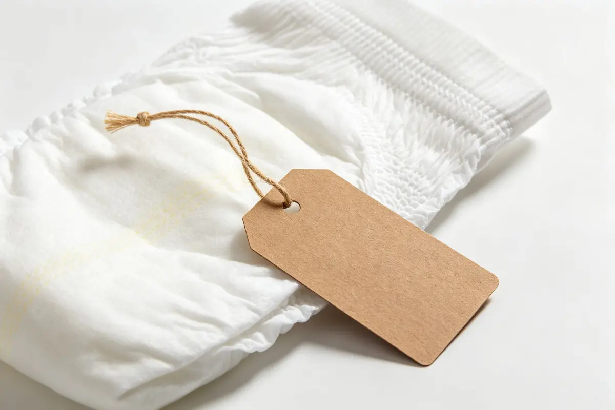 Affordable premium diaper product close up with price tag