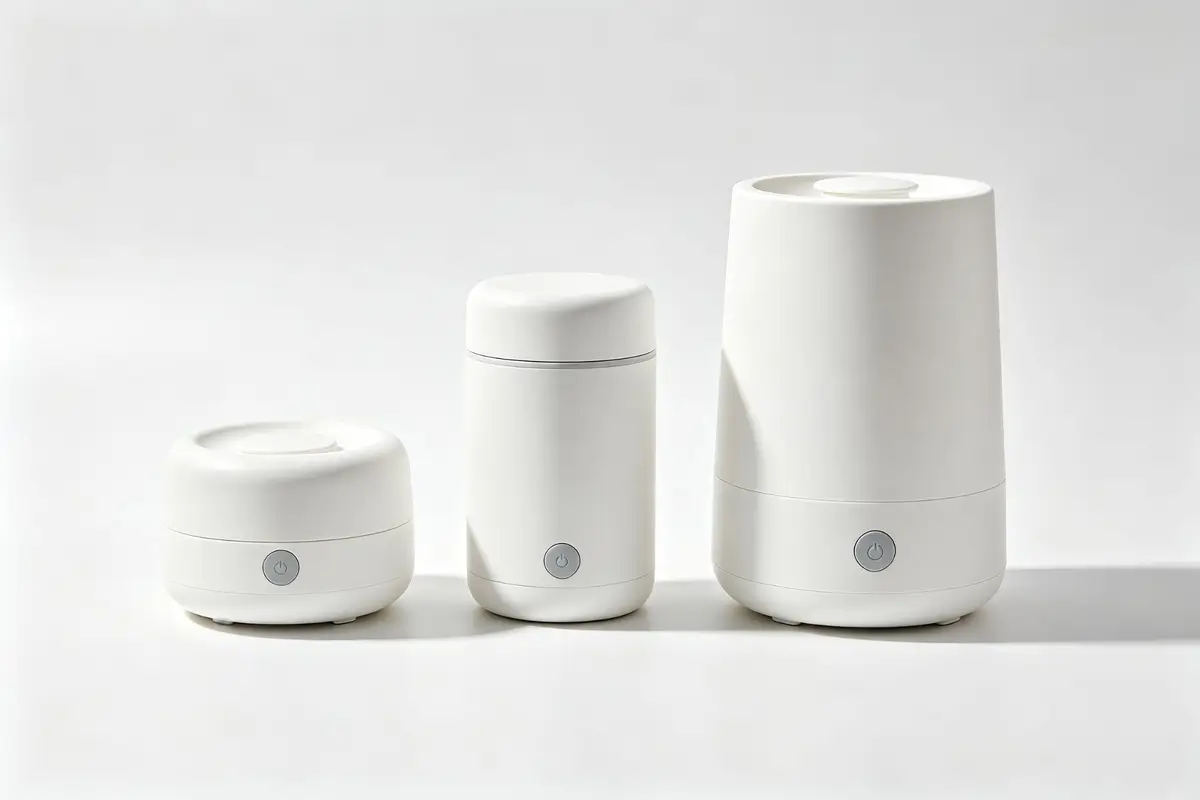 Three different types of baby bottle warmers including electric, travel, and steam models
