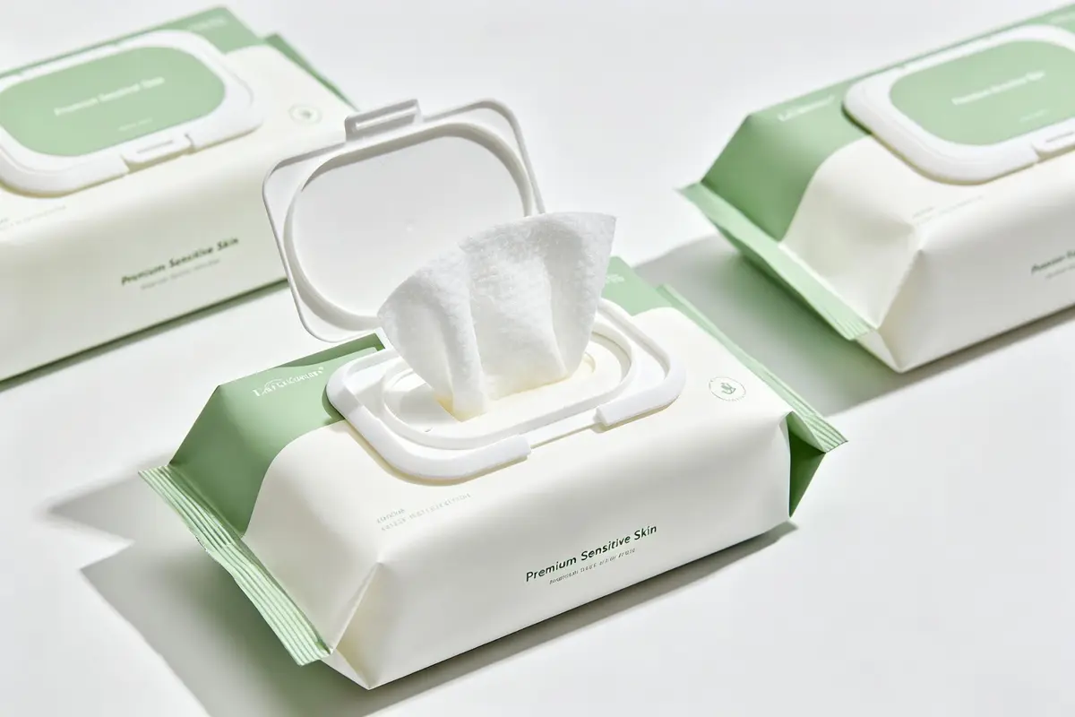 Premium sensitive skin baby wipes product display