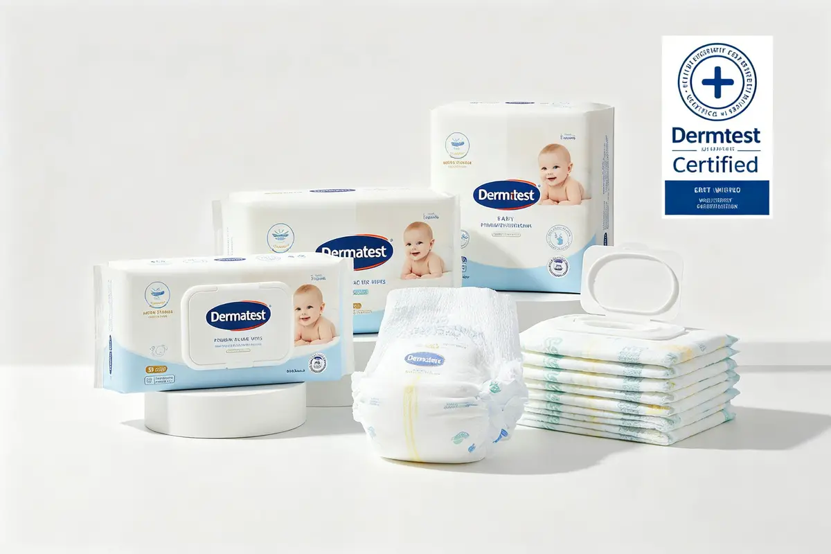 Dermatest certified baby products display