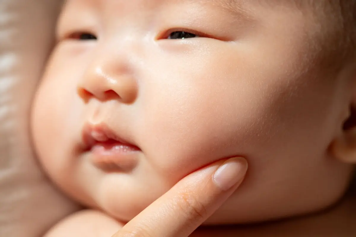 Close up of baby's smooth healthy skin